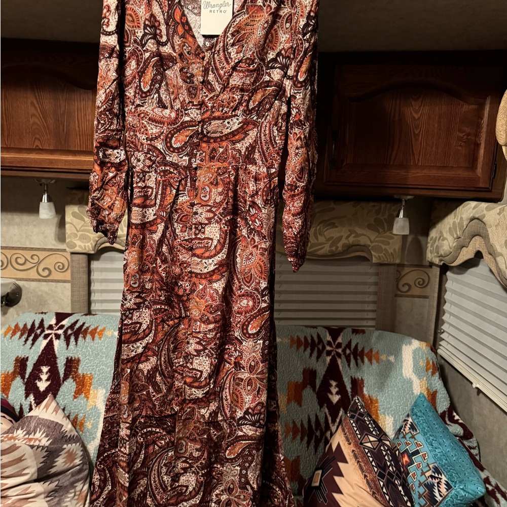 Paisley Print Long Sleeve Dress
